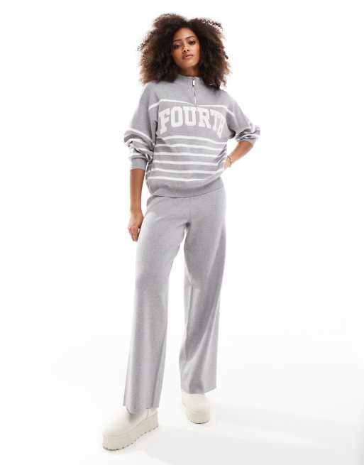 4th & Reckless knit straight leg pants in gray - part of a set