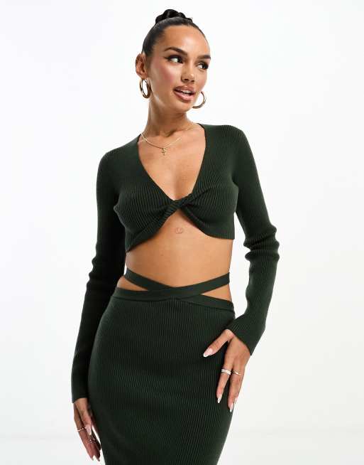 4th & Reckless knitted top with twist detail and skirt set in