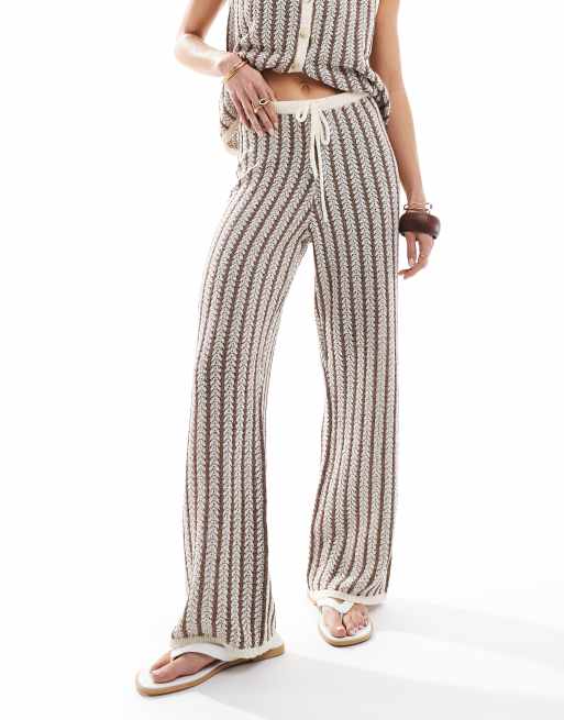 4th & Reckless knit wide leg pants in brown stripe - part of