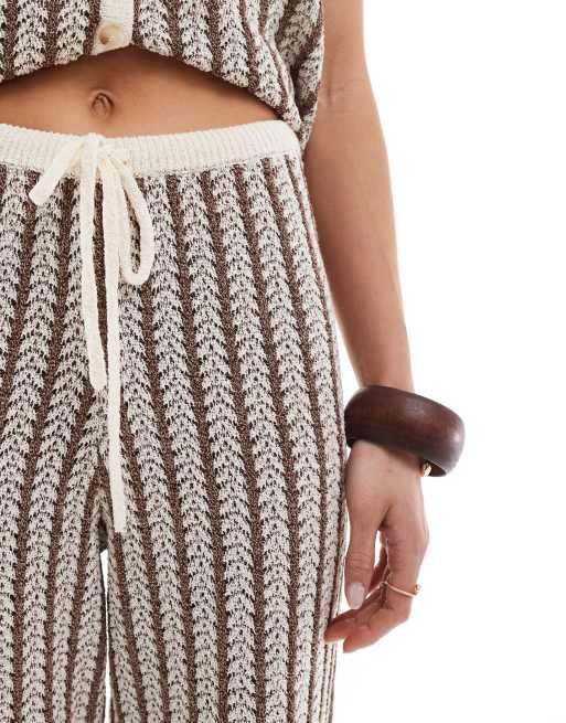 4th & Reckless knit wide leg pants in brown stripe - part of