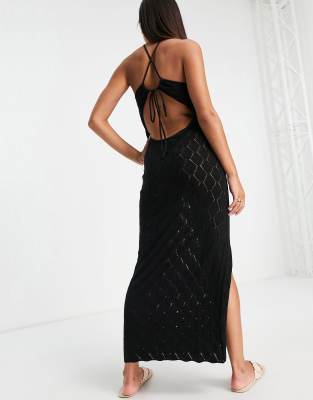 black knitted beach dress