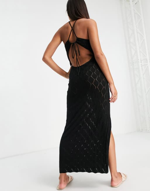 4th Reckless knitted beach summer dress in black ASOS