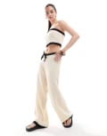 [4th & Reckless] 4th & Reckless knitted contrast beach pants in ecru (part of a set)-White 6 Ecru