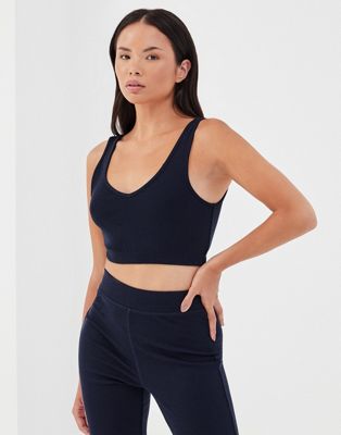 4th & Reckless knitted crop top in navy