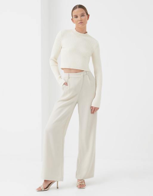 Cream knitted 2024 cropped jumper