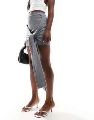 4th & Reckless 4th & Reckless knitted knot detail mini skirt in grey