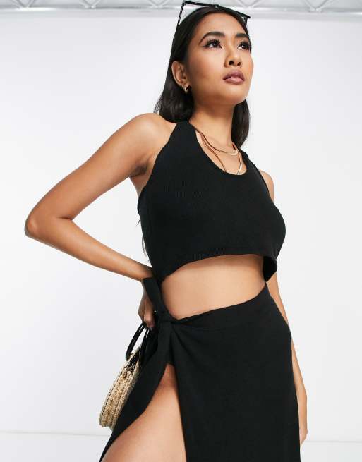 Black midi beach skirt sale