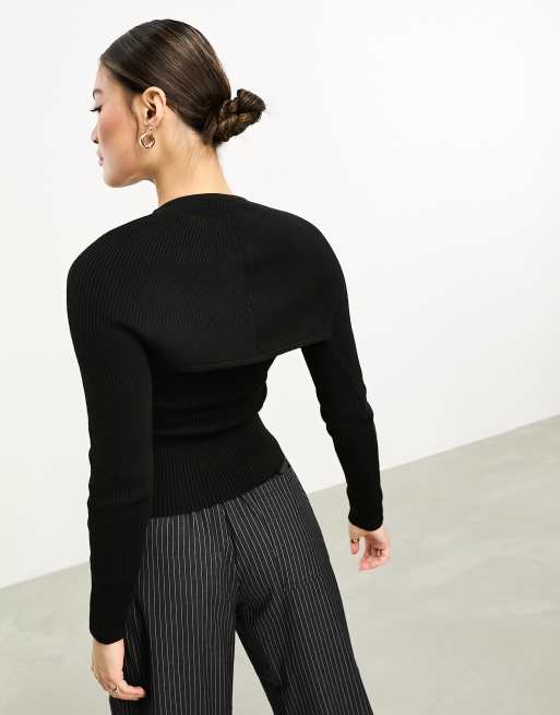 4th & Reckless knitted top with cut out detail in black