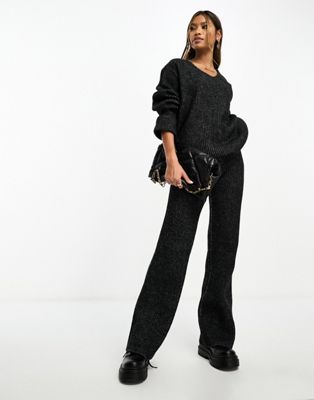 4th & Reckless knitted trouser co-ord in black - ASOS Price Checker
