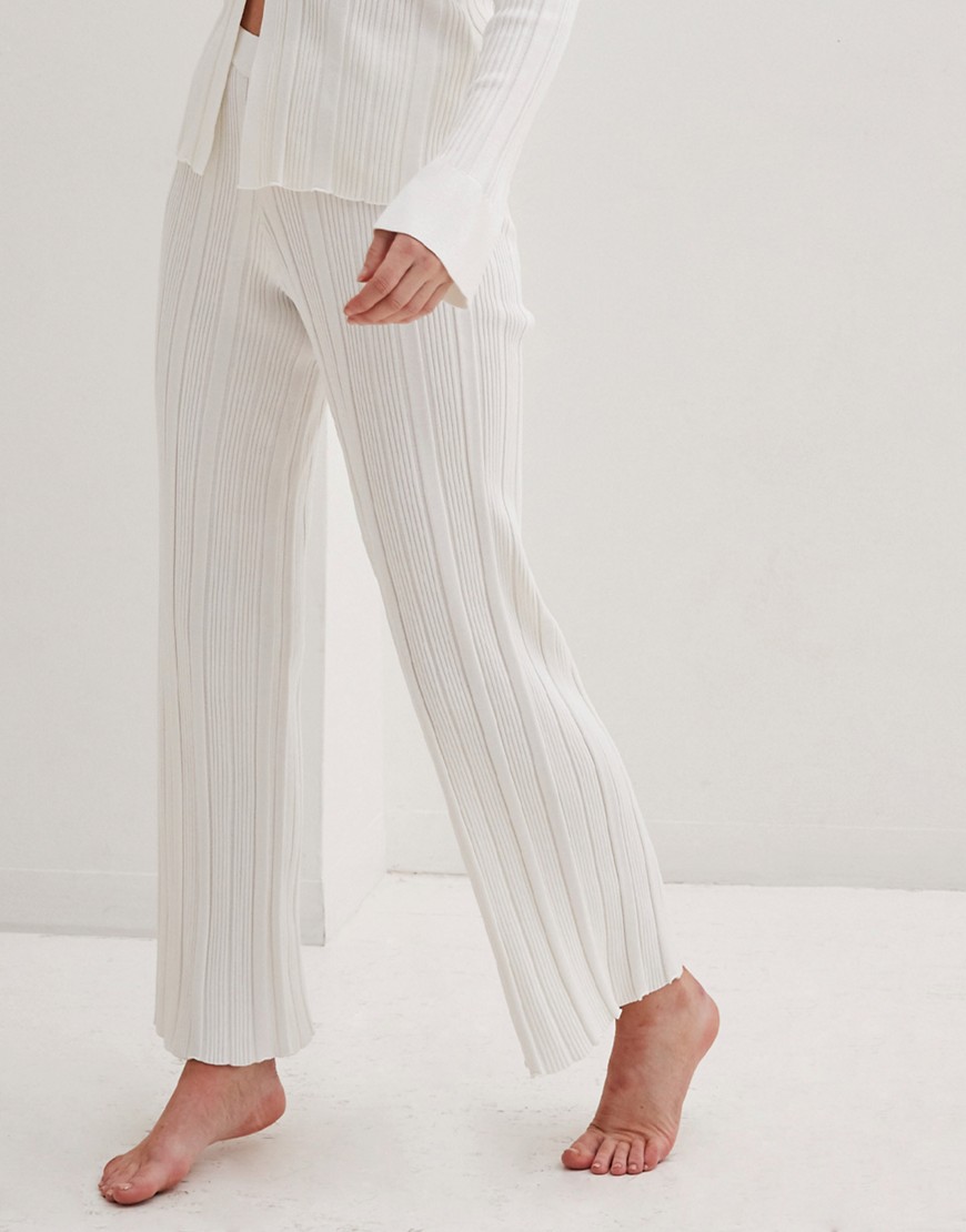 4th & Reckless knitted wide leg pant in white