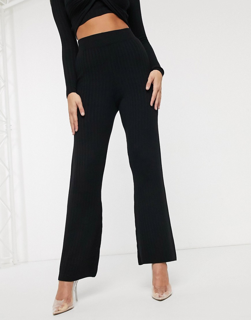 4th + Reckless knitted wide leg pants in black