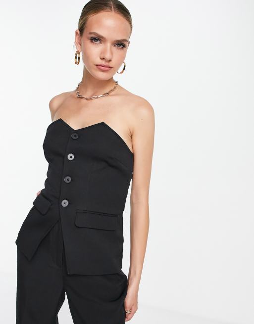 4th & Reckless - Korsettop in smokingstijl in zwart, deel van co-ord set