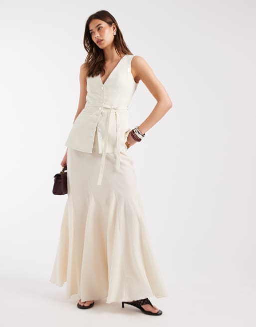 4th & Reckless longline v neck waistcoat and maxi skirt co-ord in cream, 3 z 3