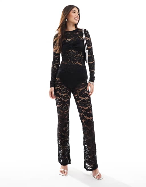 4th & Reckless lace long sleeve top in black - part of a set