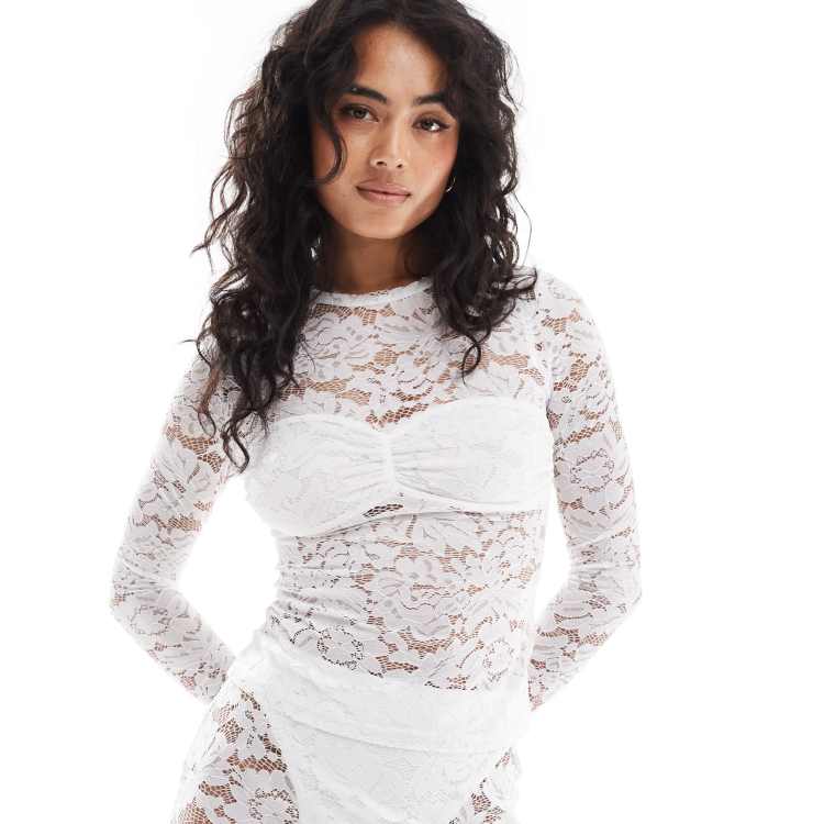 4th & Reckless lace long sleeve top in white - part of a set