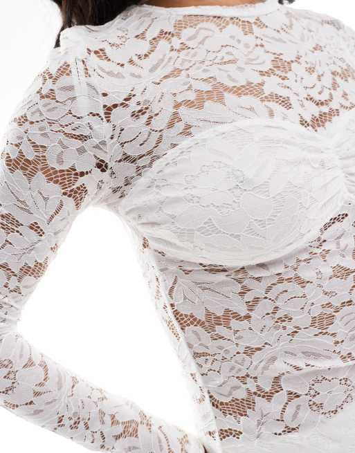 4th & Reckless lace long sleeve top in white - part of a set