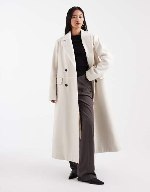 4th & Reckless – Langer, strukturierter formeller Mantel in Creme