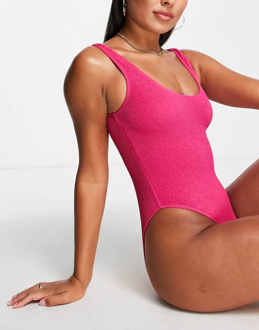 4th & Reckless – Lani – Gekräuselter Badeanzug in Magenta