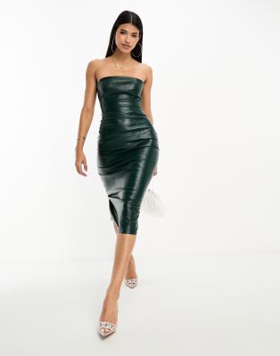 emerald green leather dress Dark Hunter Green Leather Manon Dress main image 1