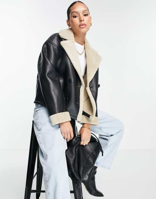 Asos leather look clearance jacket