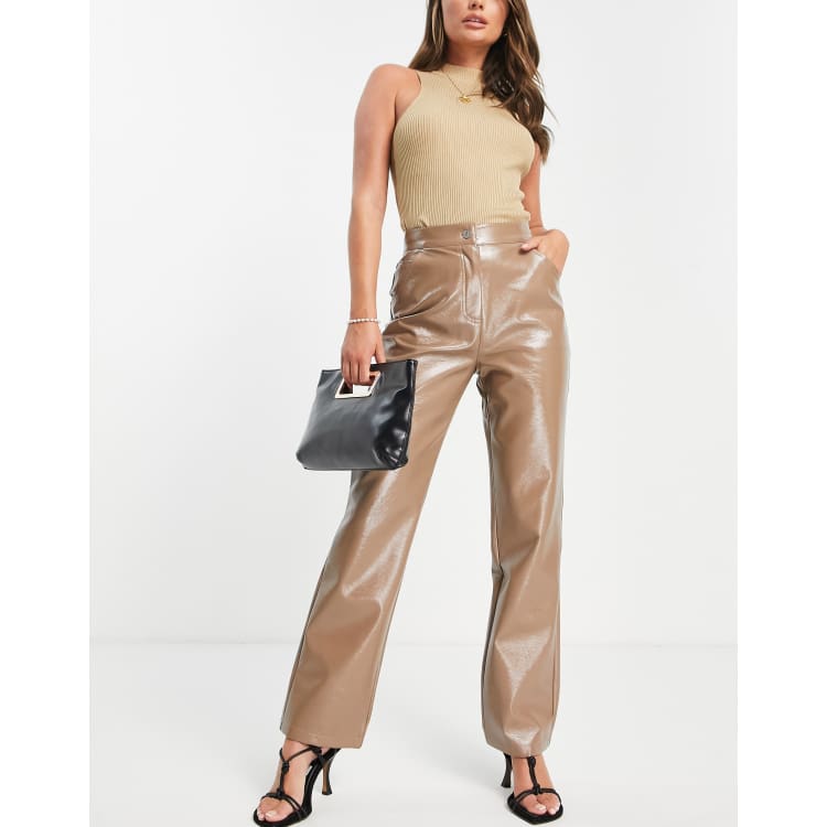 4th & Reckless leather look pants in mocha