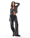 [4th & Reckless] 4th & Reckless leather look straight leg pull on pants in black 8 BLACK