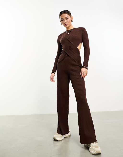 4th & Reckless - Leggings in maglia marrone cioccolato in coordinato