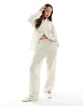 [4th & Reckless] 4th & Reckless lightweight linen look wide leg beach pants in cream & sage stripe (part of a set)-Green 12 CREAM & SAGE STRIPE