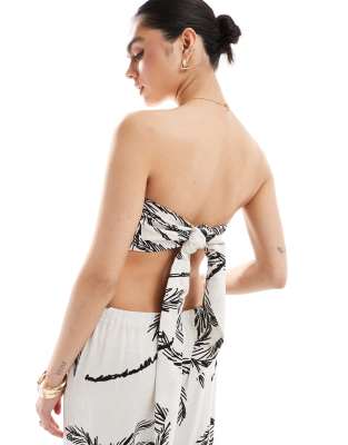 4th & Reckless Linen Blend Bandeau Scarf Tie Back Top In Multi
