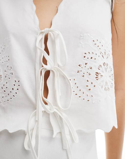 ジャケット・アウター Eaphi linen like belt vest Notch Collar Vest