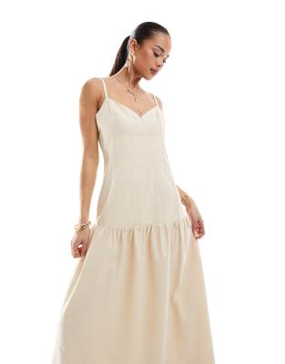4th & reckless linen blend dropped waist cami maxi dress in buttercream
