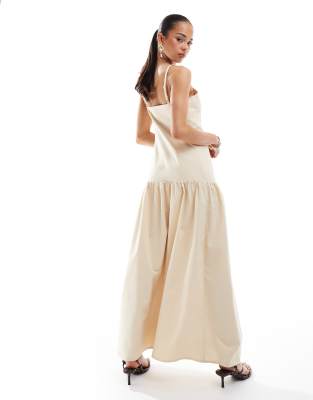 4th & reckless linen blend dropped waist cami maxi dress in buttercream