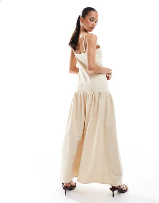 4th & Reckless linen blend dropped waist cami maxi dress in