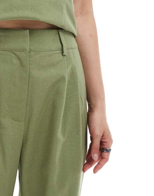 4th & Reckless linen blend flower cutwork detail wide leg