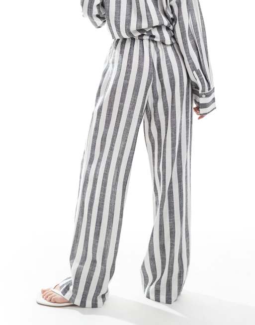 4th & Reckless linen blend wide leg beach pants in gray