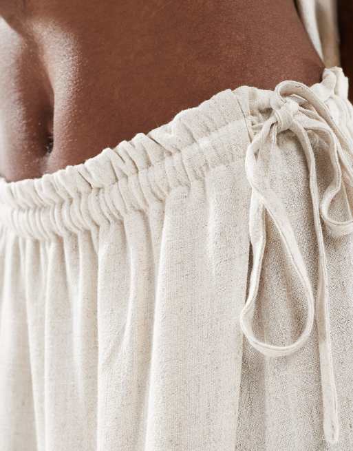 4th & Reckless linen blend wrap maxi beach skirt in beige - part of a set 