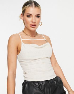 4th & Reckless linen cami strap top in beige - ASOS Price Checker