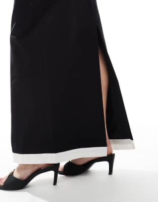 4th & Reckless Linen Look Contrast Edge Maxi Skirt