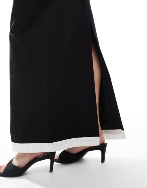4th & Reckless linen look contrast edge maxi skirt in mono - part of a set, 2 of 5