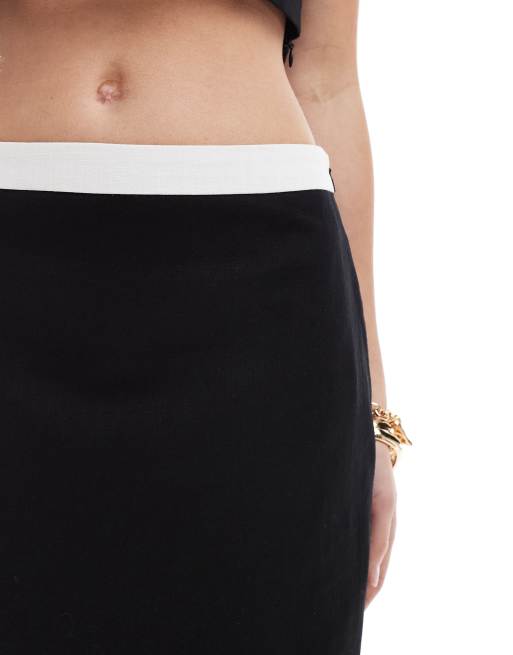 4th & Reckless linen look contrast edge maxi skirt in mono - part of a set, 4 of 5