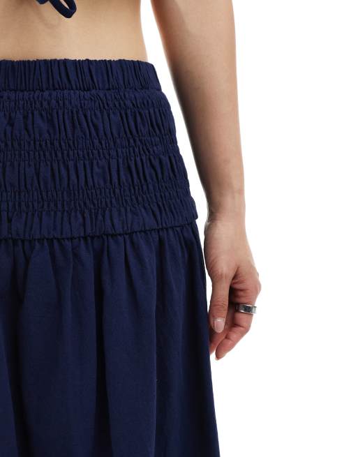 4th & Reckless linen look dropped waist maxi skirt co-ord in