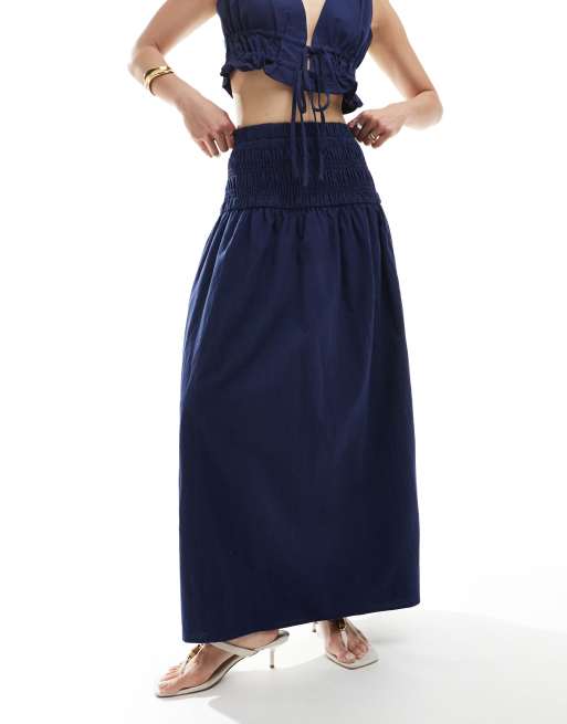 4th & Reckless linen look dropped waist maxi skirt co-ord in