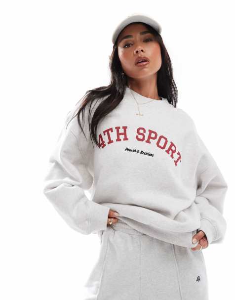4th & Reckless – Ljusgrå, avslappnad sweatshirt med texttryck, del av set - view 1