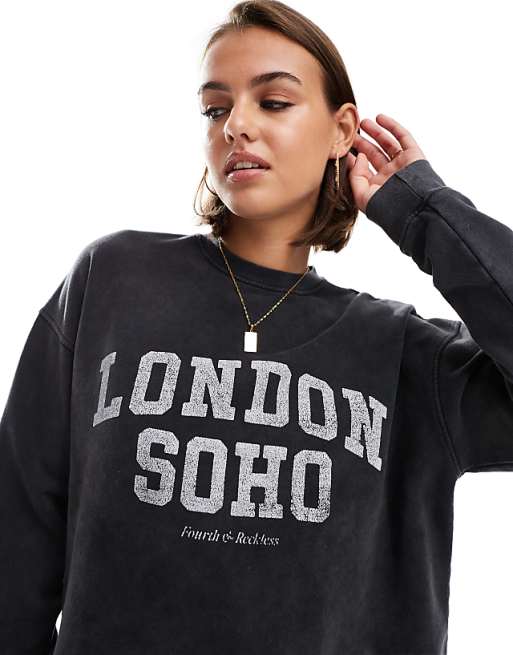4th & Reckless London Soho embroidered sweatshirt in acid 4th & Reckless London Soho embroidered sweatshirt in acid