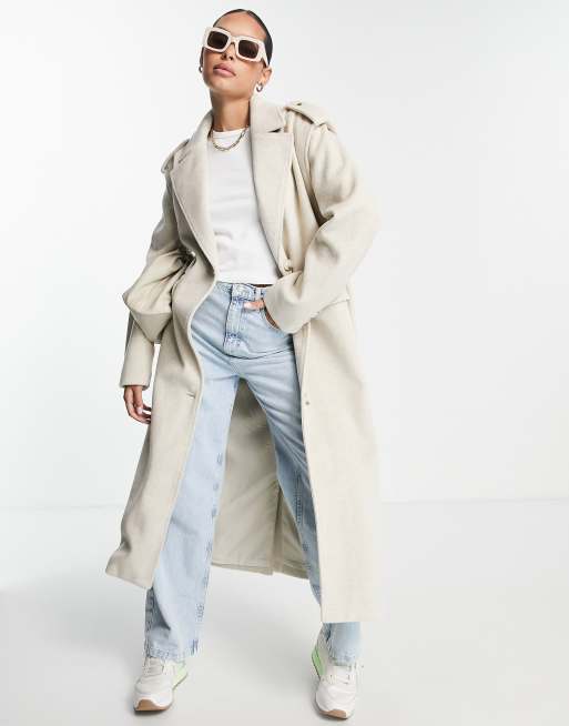 4th & Reckless longline coat in light camel | ASOS