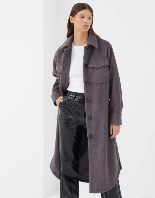 4th & Reckless longline shacket in gray