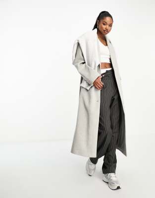 4th & Reckless Longline Wool Look Formal Coat In Gray