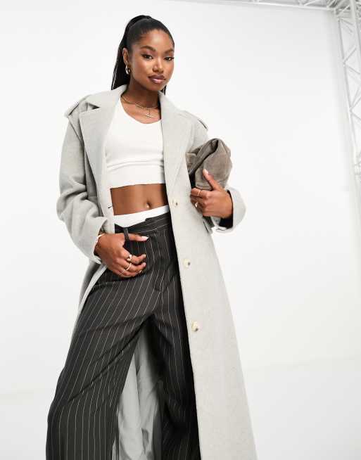 4th & Reckless longline wool look formal coat in gray