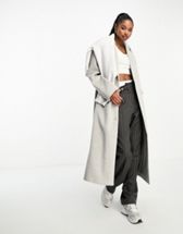 Topshop Tall brushed chuck-on coat with patch pockets in moss
