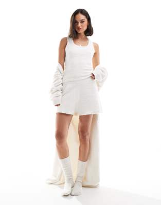 4th & Reckless Lunar chenille knit vest shorts and cardigan in cream |